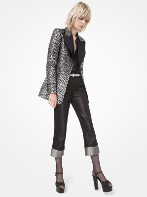 Metallic Denim Cuffed Jeans