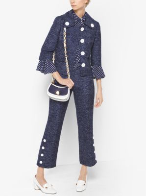 Denim Wool-Jacquard Pants in MARITIME/WHT | Michael Kors