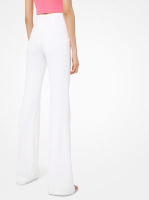 Pantalon évasé en double crêpe sablé