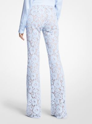 Pantalones rectos de encaje de flores bordado con lentejuelas in NUBE | Michael Kors