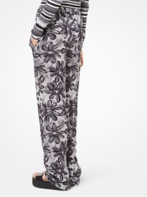 Daisy Crushed Silk-Georgette Pajama Pants