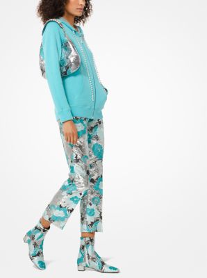 turquoise cropped trousers