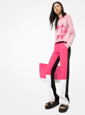 Color-Block Double Crepe-Sabl&eacute; Trousers