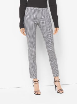 Samantha Gingham Stretch-Cotton Skinny Pants