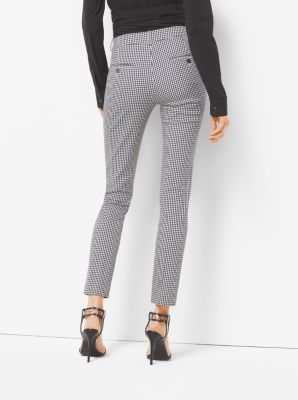 Samantha Gingham Stretch-Cotton Skinny Pants