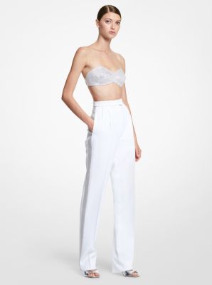 Hand-Embroidered Crystal Double Crepe Sablé Trousers