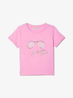 T-shirt in cotone con stampa floreale e occhiali stile aviatore image number 2