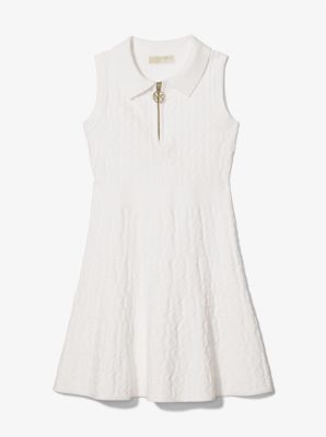 KORS Stretch Knit Zip-Up Polo Dress