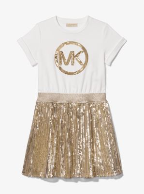 Robe t-shirt métallisée à logo en paillettes