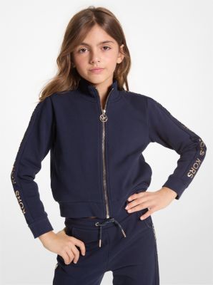 mkcasaco de treino em malha polar de algodão e fita com logótipo - azul - michael kors