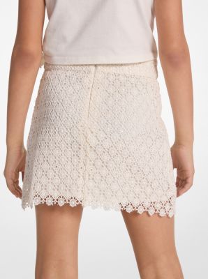 Sequined Cotton Lace Mini Skirt image number 1