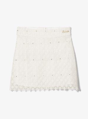 Minifalda de encaje de algodón con lentejuelas image number 2