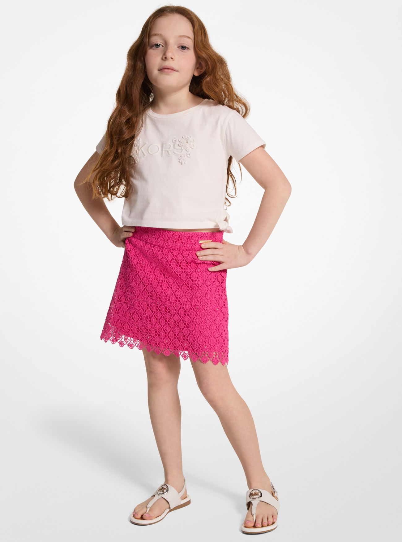 MK Sequined Cotton Lace Mini Skirt - Pink - Michael Kors
