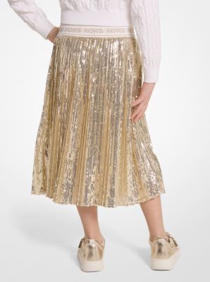 Gonna a pieghe con paillettes image number 1