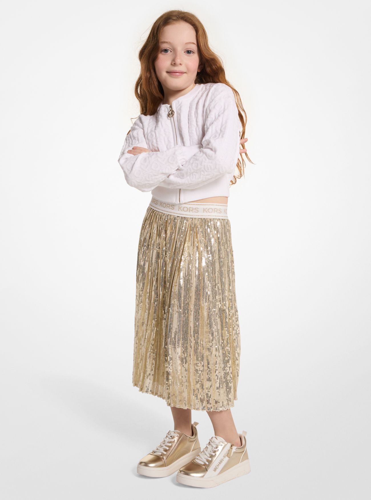MK Sequined Pleated Skirt - Gold - Michael Kors
