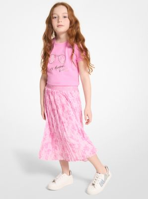 Floral Pleated Midi Skirt in FUSCHIA | Michael Kors