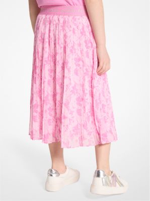 Floral Pleated Midi Skirt in FUSCHIA | Michael Kors
