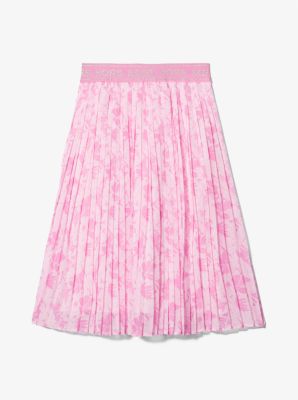Floral Pleated Midi Skirt in FUSCHIA | Michael Kors
