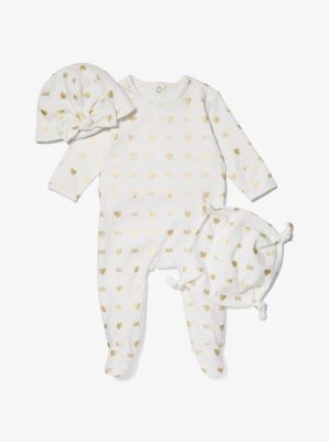 Metallic Logo Cotton Pajama Baby Gift Set image number 0