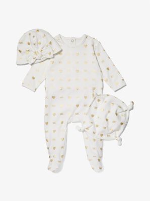 Ensemble-cadeau de pyjama en coton à logo métallisé pour bébé