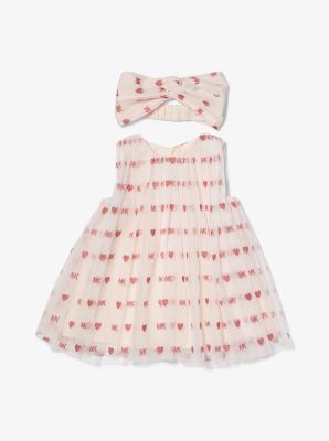 Ensemble de robe en tulle et de bandeau à logo à ornements pour bébé image number 0