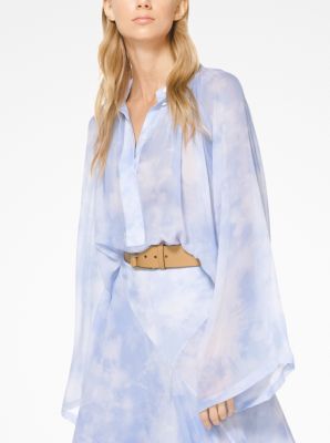 Tie-Dye Silk-Chiffon Poet&rsquo;s Blouse