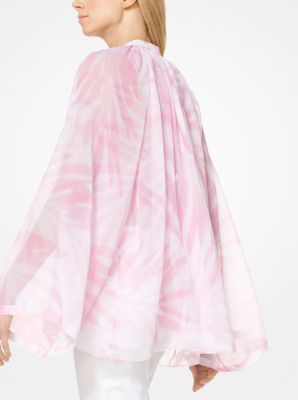 Palm Silk-Chiffon Poet&rsquo;s Blouse