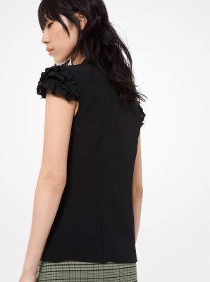 Silk-Georgette Ruffle-Sleeve Blouse image number 1