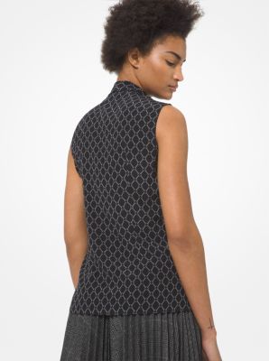 Chain Link Silk Crepe De Chine Ascot Blouse image number 1