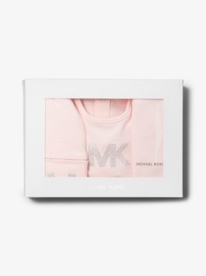 Set de regalo para bebé de 3 piezas de mono de algodón con adornos in ROSA PÁLIDO | Michael Kors