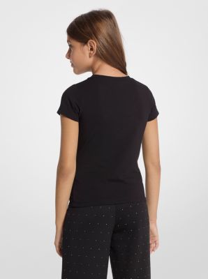 Crystal Embellished Stretch Cotton T-Shirt image number 1