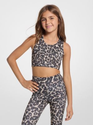 Leopard Logo Cropped Tank in CAMEL/BLACK | Michael Kors