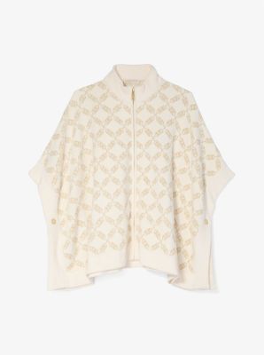 Cape aus strukturiertem Strick mit Empire Diamond-Motiv und Reißverschluss