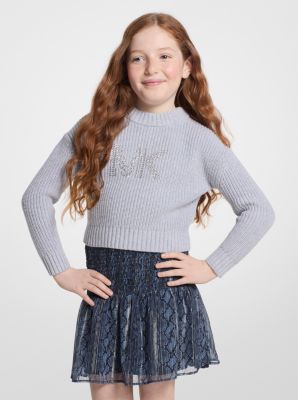 MK Embellished Logo Cotton Blend Jumper - Grey - Michael Kors Michael Kors Kids