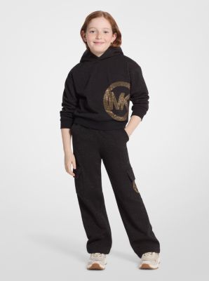 Pantalon cargo en mélange de coton à logo clouté