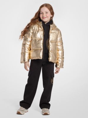 MK Quilted Metallic Puffer Jacket - Gold - Michael Kors Michael Kors Kids