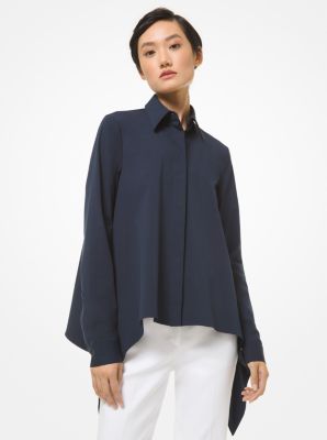 Stretch Organic Cotton Poplin Draped Shirt image number 0