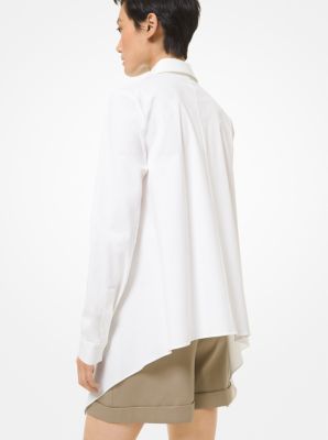 Chemise drapée en popeline de coton biologique extensible in BLANC OPTIQUE | Michael Kors