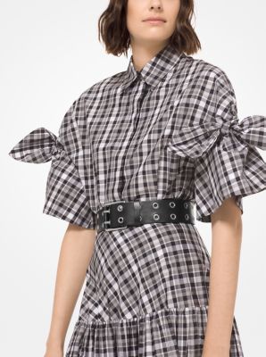 Madras Silk-and-Cotton Taffeta Tie-Sleeve Shirt