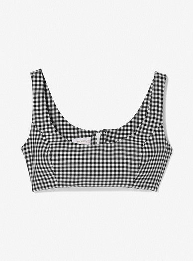 Gingham Double Face Wool Cropped Tank Top | Michael Kors