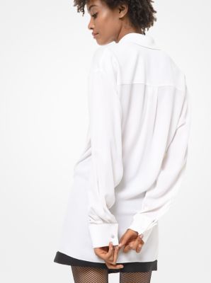 Silk-Georgette Tie-Front Blouse image number 1