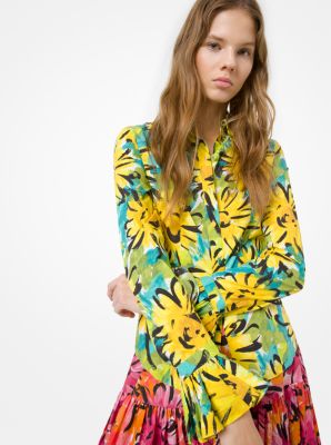 Sunflower Crushed Poplin Shirt in LIME | Michael Kors