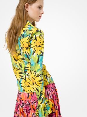 Sunflower Crushed Poplin Shirt in LIME | Michael Kors