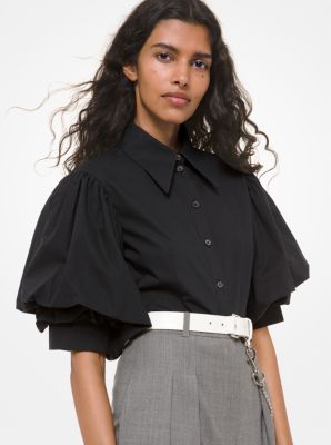 Cotton Poplin Puff-Sleeve Blouse image number 0