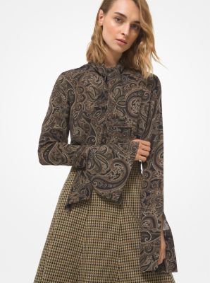 Paisley Silk Georgette Ascot Blouse image number 0