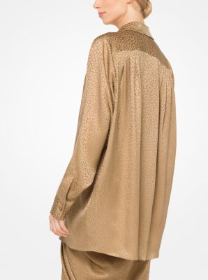 Leopard Satin Jacquard Blouse
