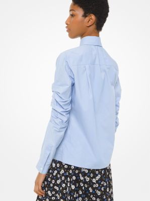 Camicia in popeline con maniche effetto stropicciato image number 1