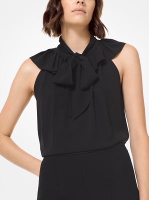 Silk-Georgette Ruffled Tie-Neck Blouse image number 0