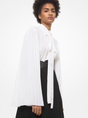 Silk Georgette Pleated-Sleeve Blouse image number 0