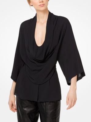 Silk-Georgette Cowl-Neck Blouse